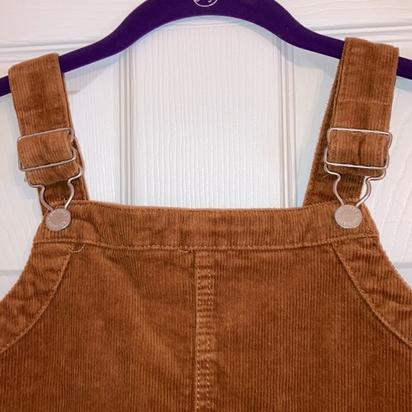 Target corduroy rust brown dress youth large 10/12 with pockets and buckles - Picture 3 of 6